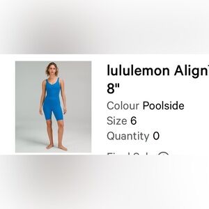 Lululemon align bodysuit 8inch in poolside